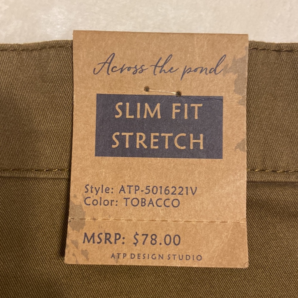 NWT Across The Pond Slim Fit Stretch Chino in Tobacco - Picture 6 of 7